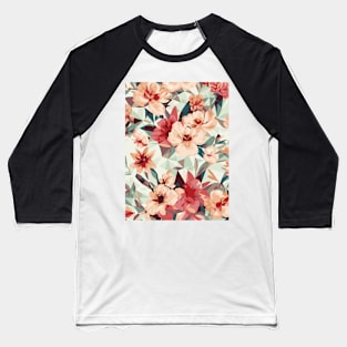 Floral Pattern Polygon style: Polygonal Petal Tapestry Baseball T-Shirt